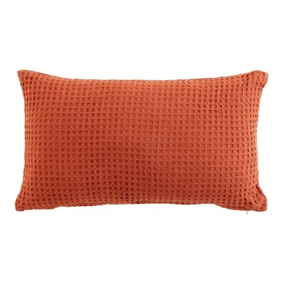 Douceur d intérieur COUSSIN DEHOUSSABLE 30 x 50 CM COTON UNI GAUFRETTE TERRACOTTA Červená