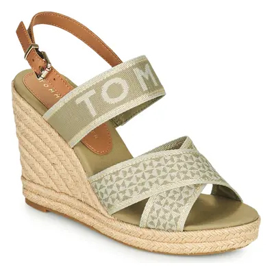 Tommy Hilfiger Tommy Webbing High Wedge Sandal Khaki