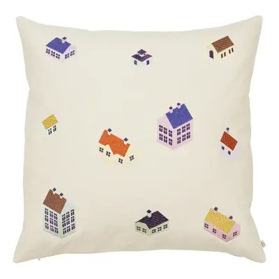 Broste Copenhagen CUSHION COVER 'HOUSE' COTTON Bílá