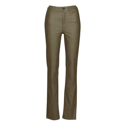 Vila VICOMMIT COATED HW STRAIGHT PANT Hnědá