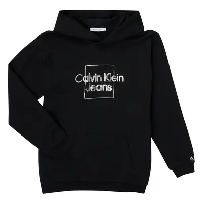 Calvin Klein Jeans METALLIC BOX LOGO RELAXED HOODIE Černá