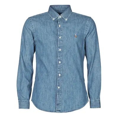 Polo Ralph Lauren CHEMISE CINTREE SLIM FIT EN JEAN DENIM BOUTONNE LOGO PONY PLAYER Modrá