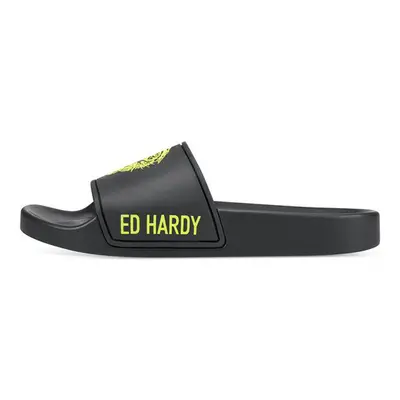 Ed Hardy Sexy beast sliders black-fluo yellow Černá