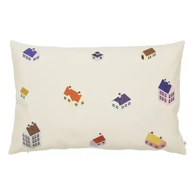 Broste Copenhagen CUSHION COVER 'HOUSE' COTTON Bílá