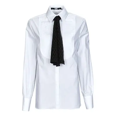 Karl Lagerfeld BIB SHIRT W/ MONOGRAM NECKTIE Bílá