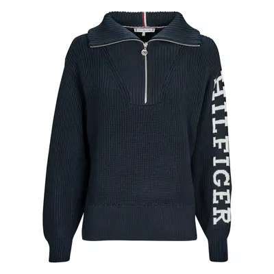 Tommy Hilfiger PLACED HILFIGER 1/2 ZIP SWEATER Tmavě modrá