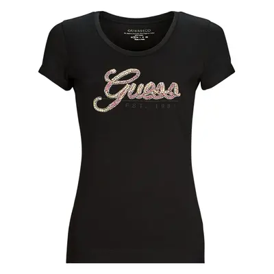 Guess SS RN GUESS SCRIPT TEE Černá