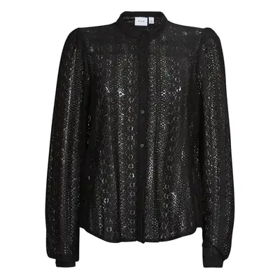 Vila VICHIKKA LACE L/S SHIRT Černá