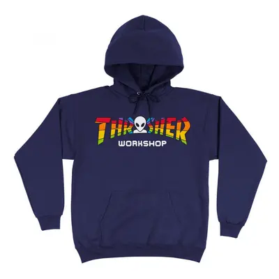 Thrasher Sweat x aws spectrum hood Modrá