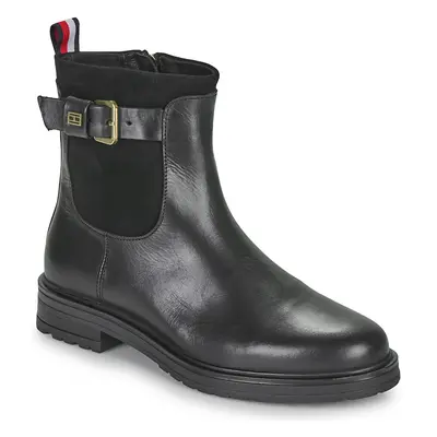 Tommy Hilfiger THERMO MATERIAL MIX BELT BOOTIE Černá