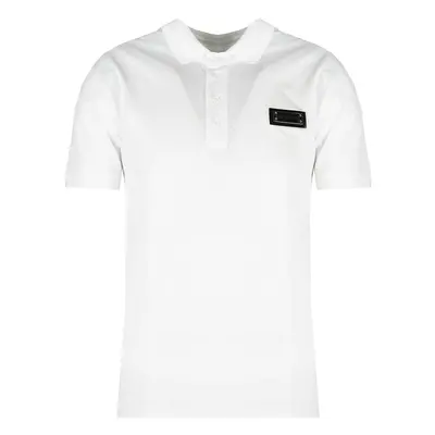 Les Hommes LKT500 731U | Slim Fit Pique Polo with Metal Logo Bílá