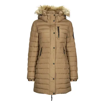 Superdry FUJI HOODED MID LENGTH PUFFER Hnědá