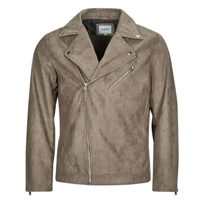 Jack & Jones JJROCKY FAUX SUEDE BIKER JACKET Béžová