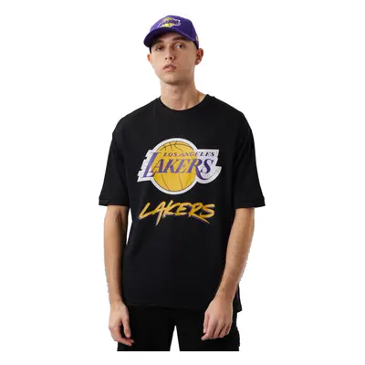 New-Era NBA Los Angeles Lakers Script Mesh Tee Černá