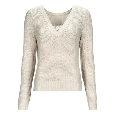 Vila VIDEBRA REV L/S V-NECK KNIT TOP Béžová