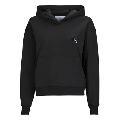 Calvin Klein Jeans WOVEN LABEL HOODIE Černá