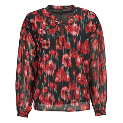 Only ONLMARISE LUREX L/S STRING TOP CS PTM Červená