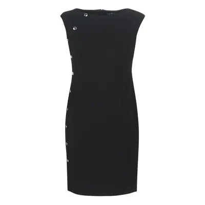 Lauren Ralph Lauren BUTTON-TRIM CREPE DRESS Černá