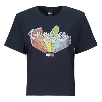 Tommy Jeans TJW BXY RAINBOW FLAG TEE Tmavě modrá