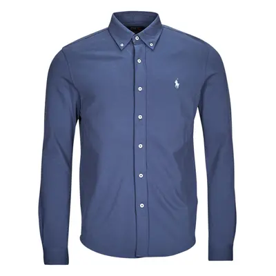 Polo Ralph Lauren CHEMISE AJUSTEE COL BOUTONNE EN POLO FEATHERWEIGHT Modrá