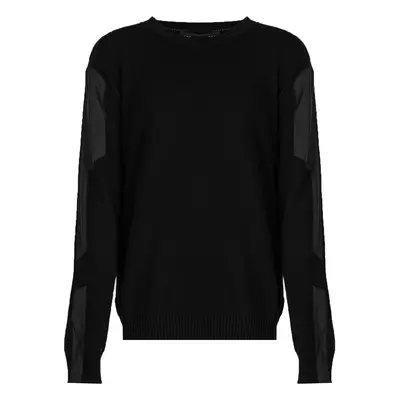 Les Hommes LKK112 603A | Classic Fit Jumper with Nylon Detail on Sleeves Černá