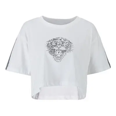 Ed Hardy Tiger glow crop top white Bílá