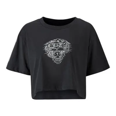 Ed Hardy Tiger glow crop top black Černá