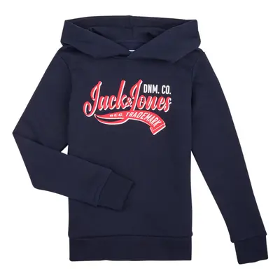 Jack & Jones JJELOGO SWEAT HOOD 2 COL 24 SNJNR Tmavě modrá