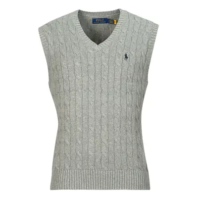 Polo Ralph Lauren PULL COTON CABLE COL V SANS MANCHE Šedá