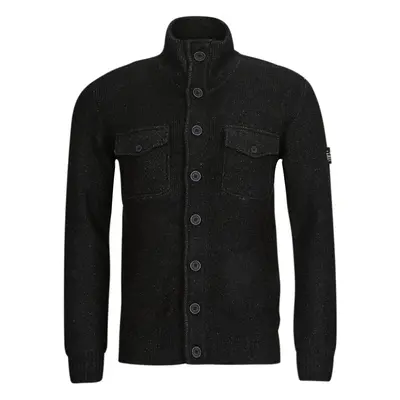 Petrol Industries MEN KNITWEAR COLLAR CARDIGAN Černá