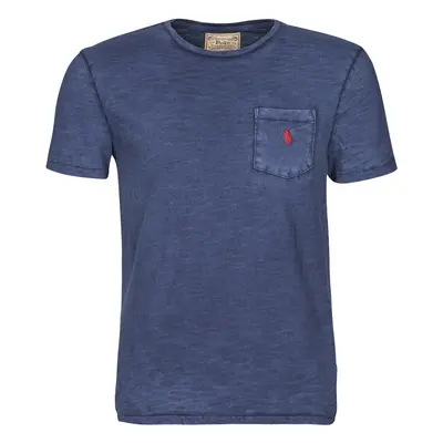 Polo Ralph Lauren T-SHIRT AJUSTE COL ROND EN COTON LOGO PONY PLAYER Modrá