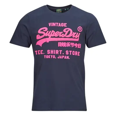 Superdry NEON VL T SHIRT Tmavě modrá