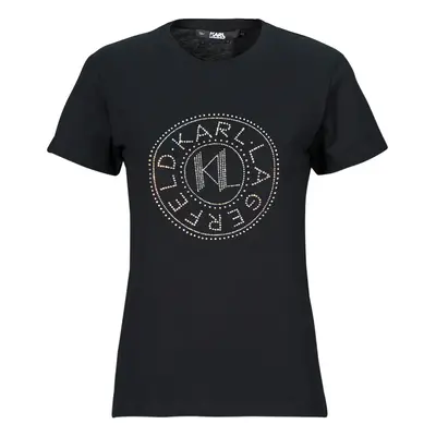 Karl Lagerfeld rhinestone logo t-shirt Černá