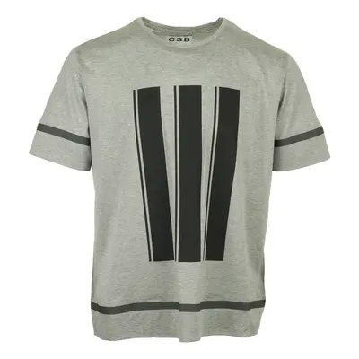 Csb London Stripe Printed T-Shirt Šedá