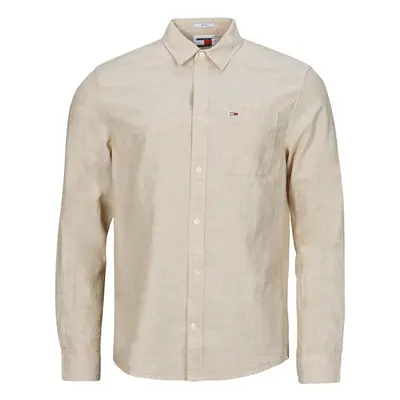 Tommy Jeans TJM REG LINEN BLEND SHIRT Béžová