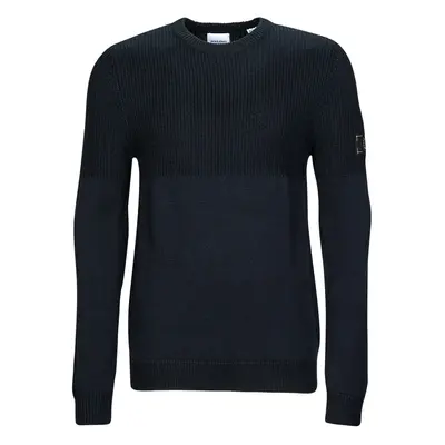 Jack & Jones JJSPENCER KNIT CREW NECK Tmavě modrá