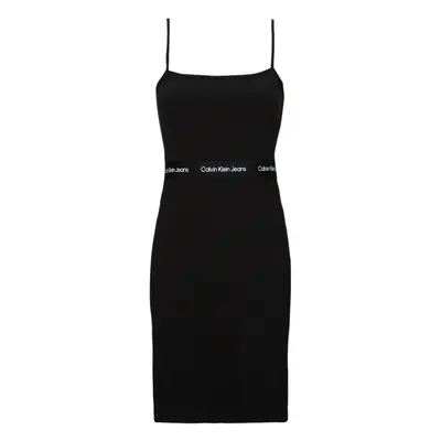 Calvin Klein Jeans LOGO ELASTIC STRAPPY DRESS Černá