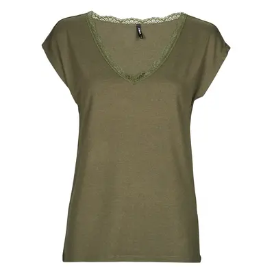 Only ONLMOSTER S/S LACE V-NECK TOP CS JRS Zelená