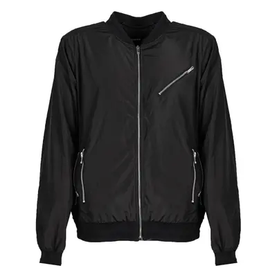 Les Hommes LKO102 250U | Light Weight Nylon Bomber with Multiple Zips Černá