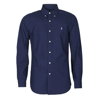 Polo Ralph Lauren CHEMISE AJUSTEE EN POPLINE DE COTON COL BOUTONNE LOGO PONY PLAY Tmavě modrá