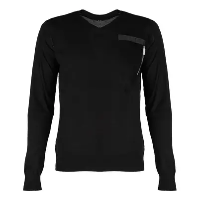 Les Hommes LKK103-606U | Fit Jumper In Fine Gage Pocket With Zip Černá