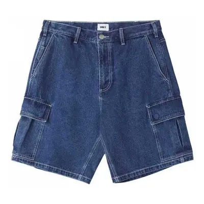 Obey Bigwig baggy denim cargo short Modrá