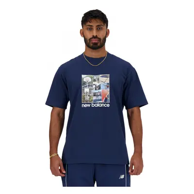 New Balance Hoops graphic t-shirt Modrá