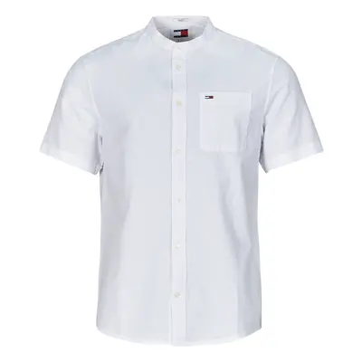 Tommy Jeans TJM REG MAO LINEN BLEND SS SHIRT Bílá