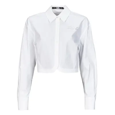 Karl Lagerfeld crop poplin shirt Bílá