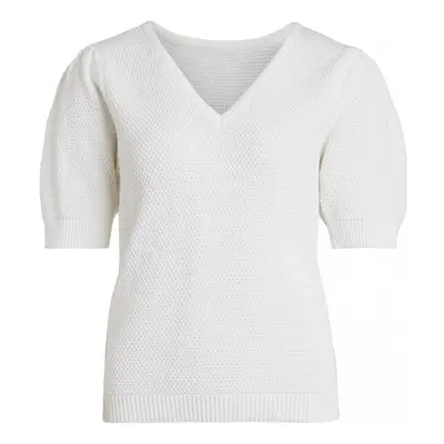 Vila Knit Chassa Puff - Pristine Bílá