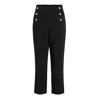 Vila Trousers Winnie Wide 7/8 - Black Černá