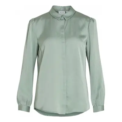 Vila Shirt Ellette Satin L/S - Green/Milieu Zelená