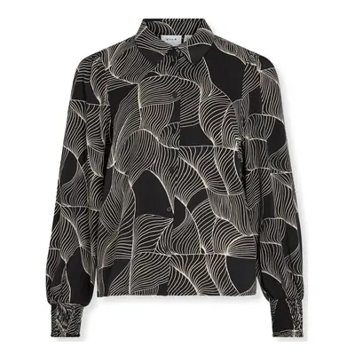 Vila Mula L/S Shirt - Black/Graphic Černá