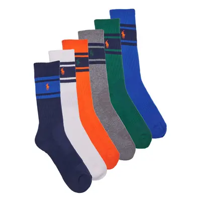 Polo Ralph Lauren 6 PACK SPORT CREW-STRIPES-CREW SOCK-6 PACK ruznobarevne